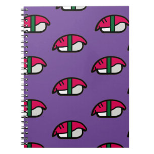Caderno Espiral Notebook Kawaii Sushi, Arroz de Peixe e Algas