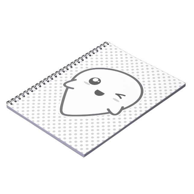 Caderno Espiral Notebook Kawaii Winking Ghost (Left Side)