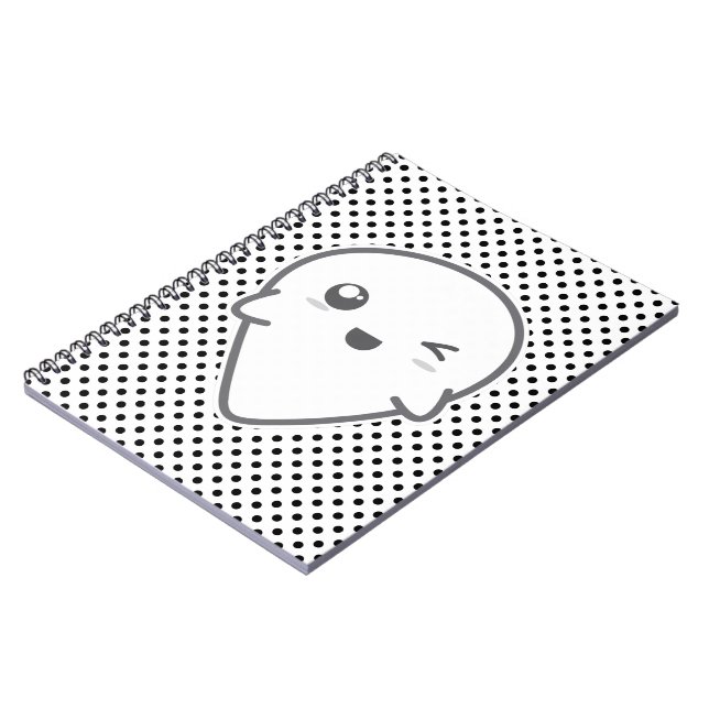 Caderno Espiral Notebook Kawaii Winking Ghost (Left Side)