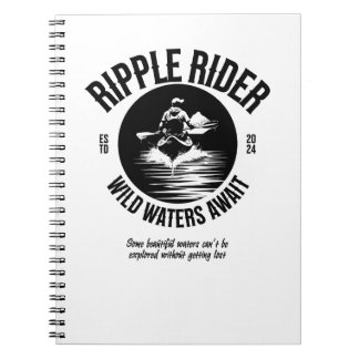 Caderno Espiral Notebook Kayaking Black and White