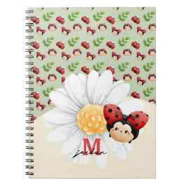 Caderno Espiral Notebook LadyBug Bonito para Crianças com Nome