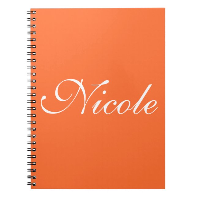 Caderno Espiral Notebook Laranja, Nome Personalizado (Frente)