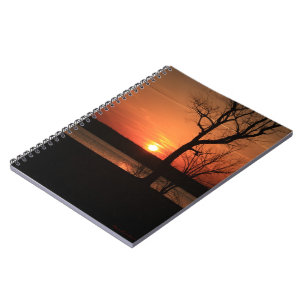 Caderno Espiral Notebook Laranja Sunset e Árvores