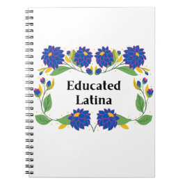 Caderno Espiral Notebook Latina Azul Educado Flores Motif