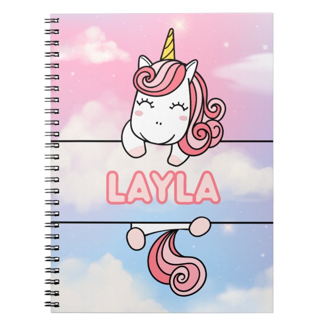 Caderno Espiral Notebook Layla Unicorn Girlie Personalizado (Frente)