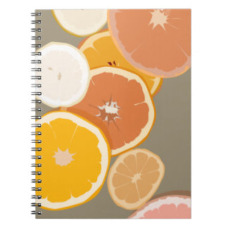 Caderno Espiral Notebook Lemon Orange Grapefruit Citrus Art