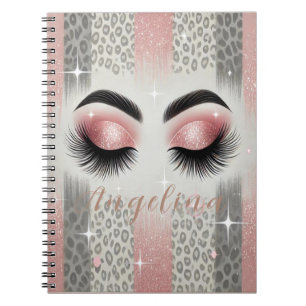 Caderno Espiral Notebook-leopardo rosa-claro-amarelado