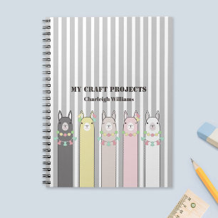 Caderno Espiral Notebook Lhamas colorido e bonito personalizado