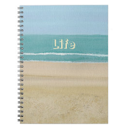 Caderno Espiral Notebook Life, Ocean Waves Beach Sand Diário