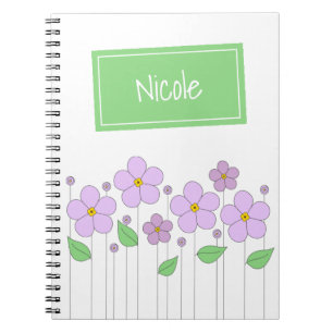 Caderno Espiral Notebook Lilac Flowers e Tag