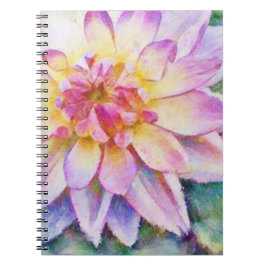 Caderno Espiral Notebook Lily Dahlia Impressão de água fria