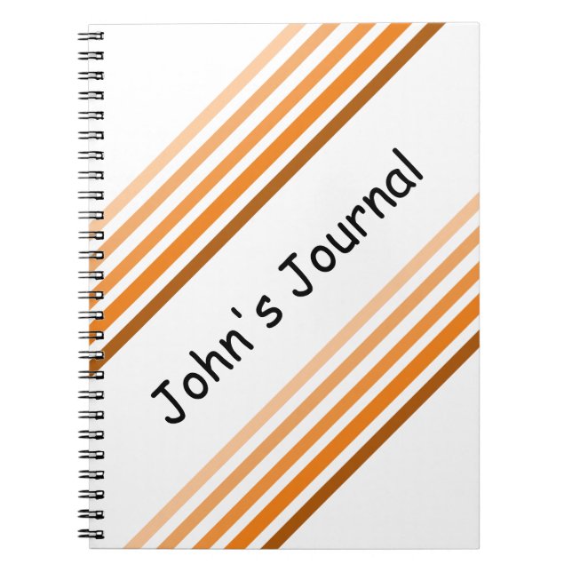 Caderno Espiral Notebook - Listras e nome de Diagonal Laranja (Frente)