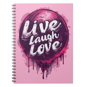 Caderno Espiral Notebook Live Laugh Love - Gratidão e criatividade