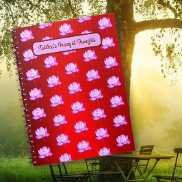 Caderno Espiral Notebook Lotus Flowers Red Foil