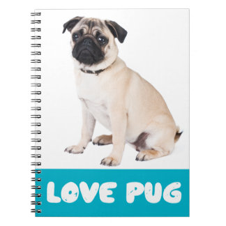 Caderno Espiral Notebook Love Pug Puppy Dog / Diário