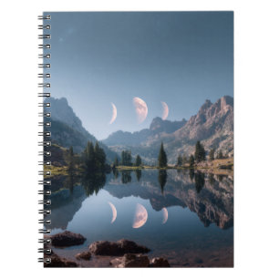 Caderno Espiral Notebook Lunar Fases do Lago Montanha