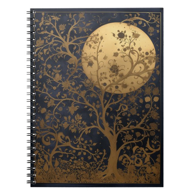 Caderno Espiral Notebook Lunar Tree bonito e ilustrado (Frente)