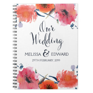 Caderno Espiral Notebook marinho Watercolor Floral Spiral Diário