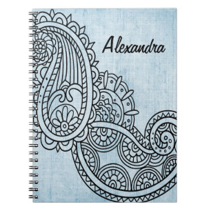 Caderno Espiral Notebook Mehndi Azul