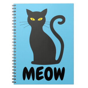 CADERNO ESPIRAL NOTEBOOK MEOW BLACK CAT SPIRAL