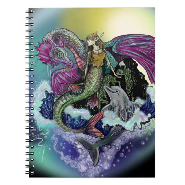 Caderno Espiral Notebook Mermaid & Dolphin~ (Frente)