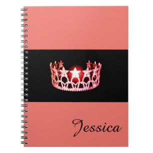 Caderno Espiral Notebook Miss USA Coral Crown - Nome Personalizado