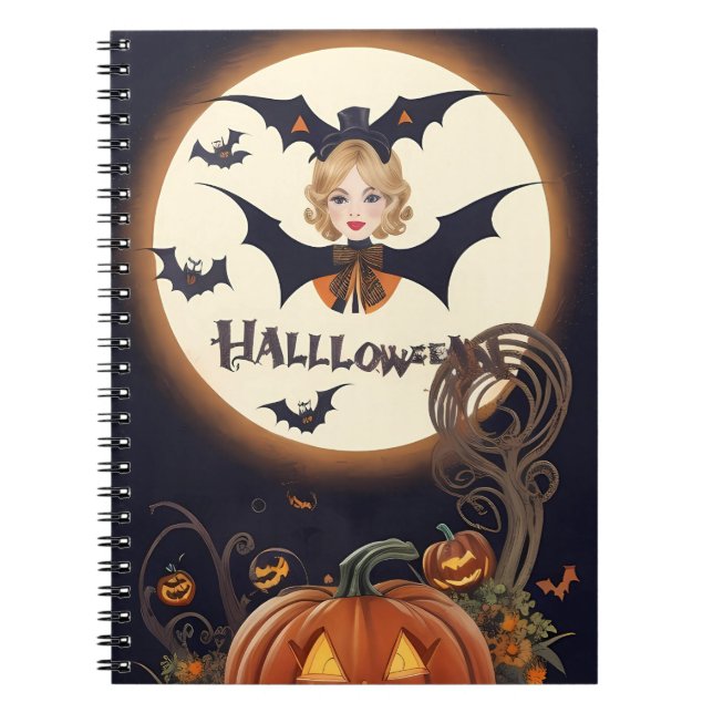 Caderno Espiral notebook moderno vintage halloween (Frente)