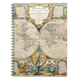 Caderno Espiral Notebook Monde Mapeamento Decorativo