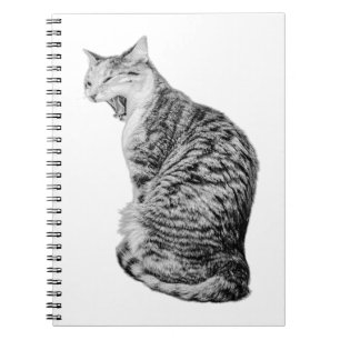 Caderno Espiral Notebook monocromático Cat Yawning em posição vert