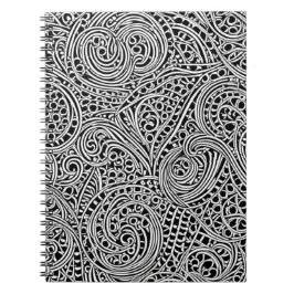 Caderno Espiral Notebook monocromático ornamentado