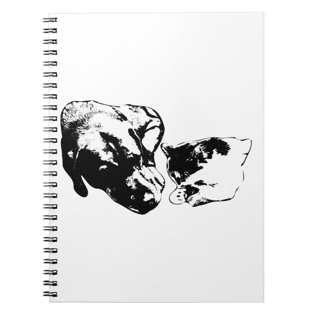 Caderno Espiral Notebook monocromático para anéis e gatos (Frente)