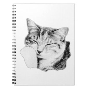 Caderno Espiral Notebook monocromático para gatos com mesa de dorm