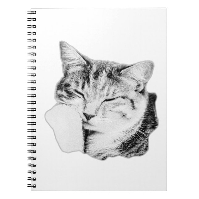 Caderno Espiral Notebook monocromático para gatos com mesa de dorm (Frente)