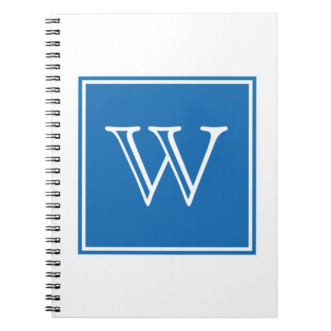 Caderno Espiral Notebook Monograma Azul Quadrado (Frente)