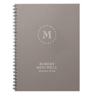 Caderno Espiral Notebook Monograma Brown Elegant Professional 80 p