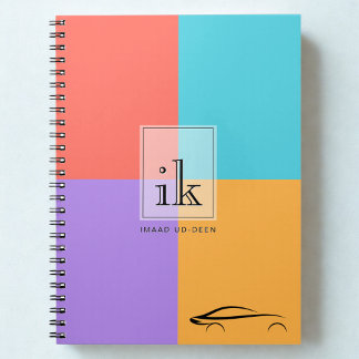 Caderno Espiral Notebook Monograma com Bloco de Cores com Arte por