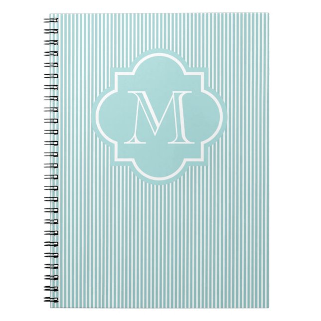 Caderno Espiral Notebook Monograma M personalizável | Turquesa (Frente)