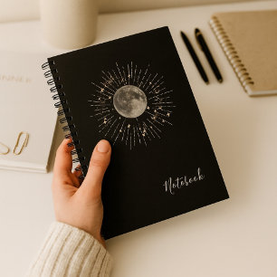 Caderno Espiral Notebook "Moon & Stars Cosmic Abstrato
