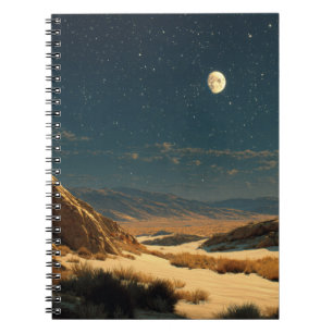 Caderno Espiral Notebook Moonlit Desert Starry Night