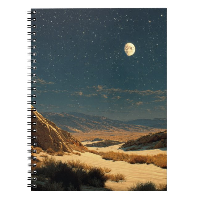 Caderno Espiral Notebook Moonlit Desert Starry Night (Frente)