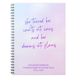 Caderno Espiral Notebook Motivacional Roxo Girly Script