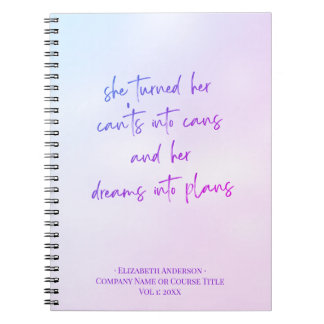 Caderno Espiral Notebook Motivacional Roxo Girly Script