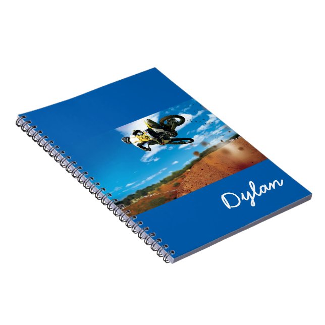 Caderno Espiral Notebook - Motociclo e nome personalizado (Lado Direito)