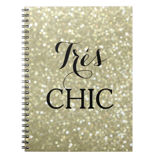 Caderno Espiral Notebook MUITO CHIC Dourado cintilante (Frente)