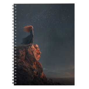 Caderno Espiral Notebook Mystical Night Sky - Mulher no Cliff Emba