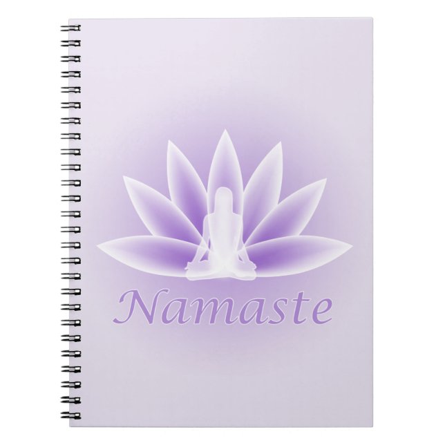 Caderno Espiral Notebook Namaste Yoga Lotus Woman Flower Violet (Frente)