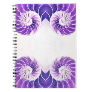 Caderno Espiral Notebook Nautilus Shell Fibonacci - Branco roxo
