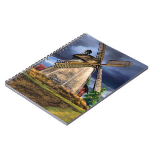 Caderno Espiral Notebook neerlandês para paisagem de moinho