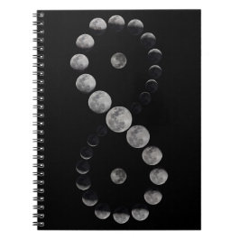 Caderno Espiral Notebook negro infinito de fase lunar