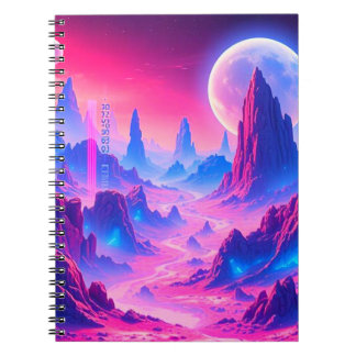 Caderno Espiral Notebook Neon Alienígena | Diário Cósmico Sci-Fi
